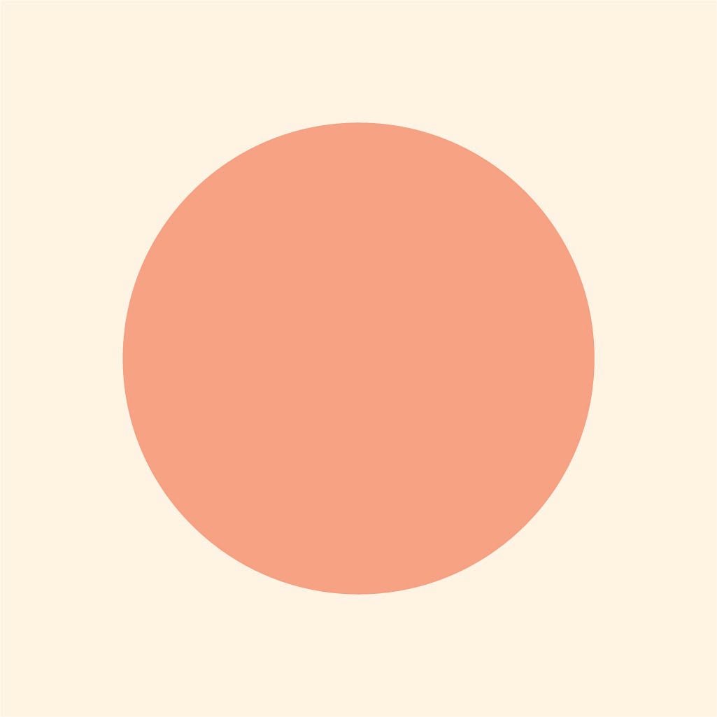 A simple graphic of a solid peach-colored Cover-Alls Dot Decal centered on a light beige background.