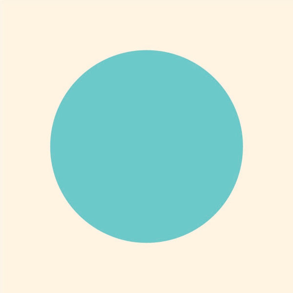 A large turquoise circle centered on a vibrant light beige background of Cover-Alls Dot Decals.
