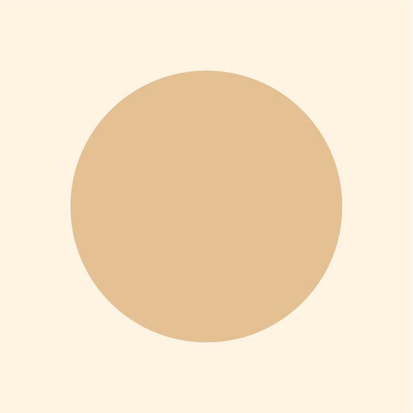A simple graphic of a large, solid beige Cover-Alls Dot Decal centered on a light cream background.