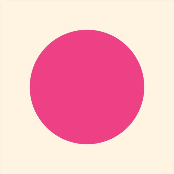 A solid pink circle, vibrant in color, centered on a light beige background with Cover-Alls Dot Decals.