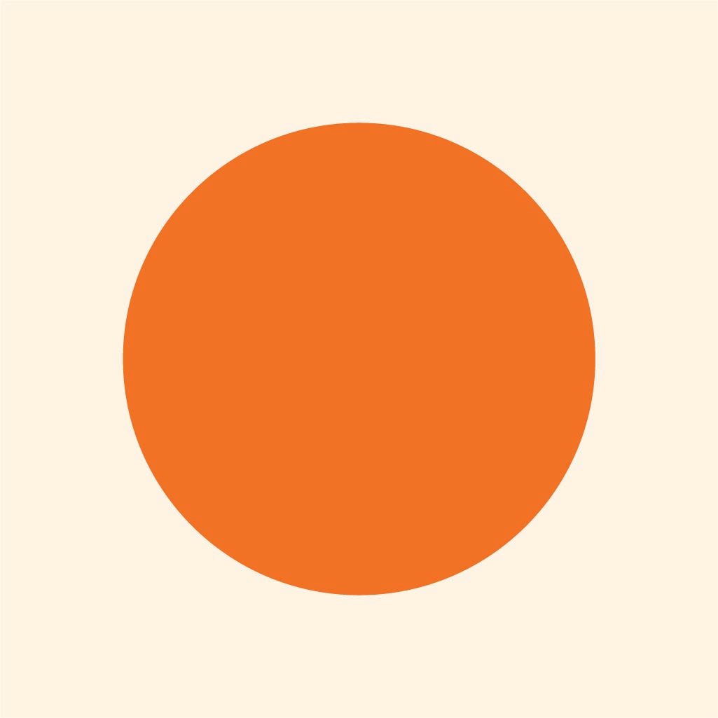 A simple graphic of a large, solid orange circle centered on a light beige background, perfect as Cover-Alls Dot Decals.