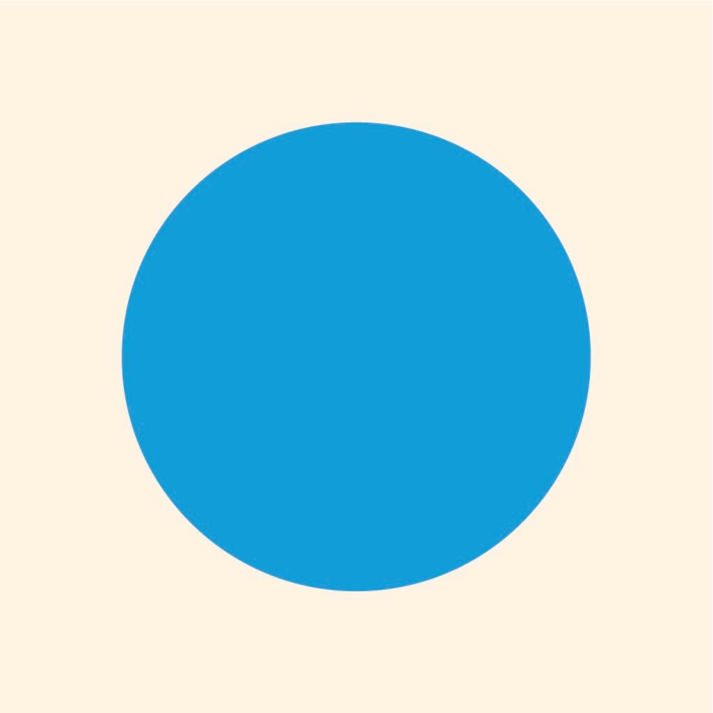 A large blue circle centered on a plain beige background with vibrant colors of Cover-Alls Dot Decals.
