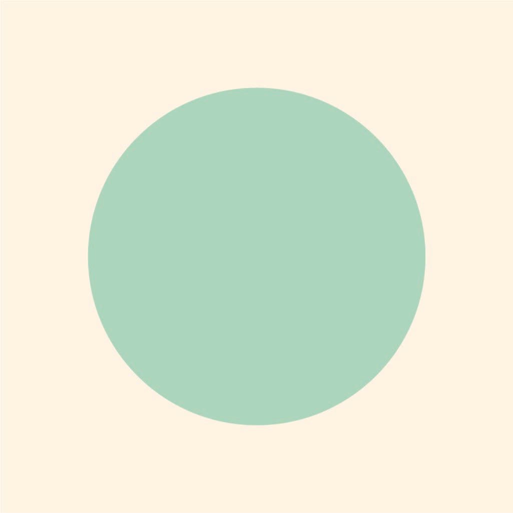 A simple graphic featuring a vibrant pale teal circle centered on a light beige background of Cover-Alls Dot Decals.