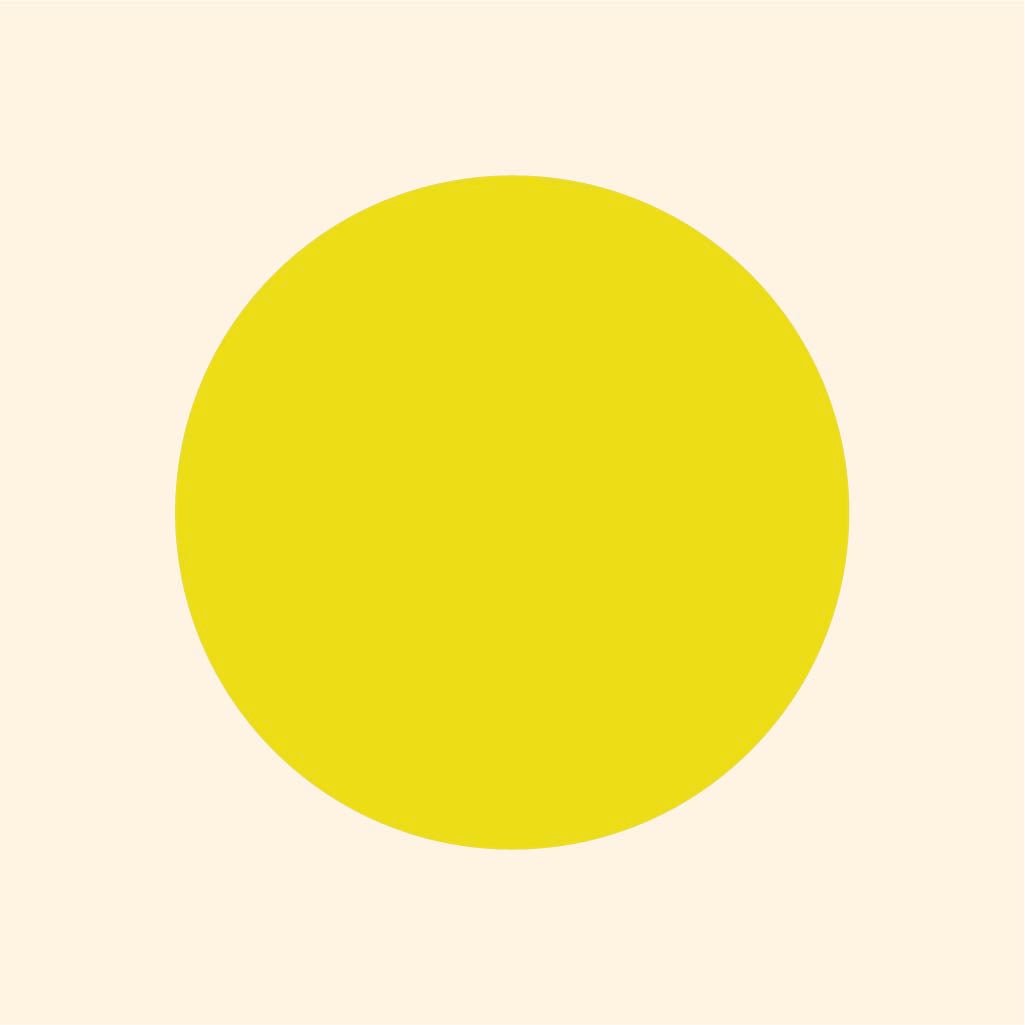 A large yellow circle centered on a plain light beige background with vibrant colors of Cover-Alls Dot Decals.