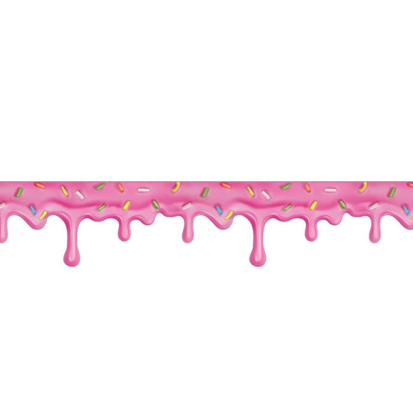 A horizontal decorative strip of Cover-Alls Dripping Pink Icing with Confetti Sprinkles Decal against a plain background.