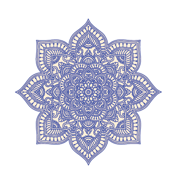 Intricate blue and white Mandala Decals design with detailed patterns on a green background by Cover-Alls.