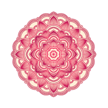 Intricate red Mandala Decals from Cover-Alls with multiple symmetrical layers on a dark green background.