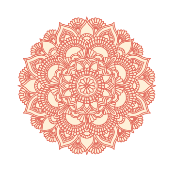 Intricate coral Mandala Decals by Cover-Alls on a dark green background, featuring detailed floral patterns and symmetric shapes.