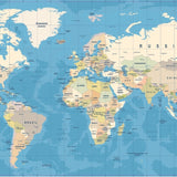 A Cover-Alls Political World Map in a soft vintage color palette showing all continents and countries with major bodies of water labeled, perfect for children's geography lessons.