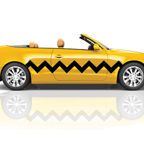 Black Zig Zag Charlie Brown Stripe - Car Floats Reusable Car Decals