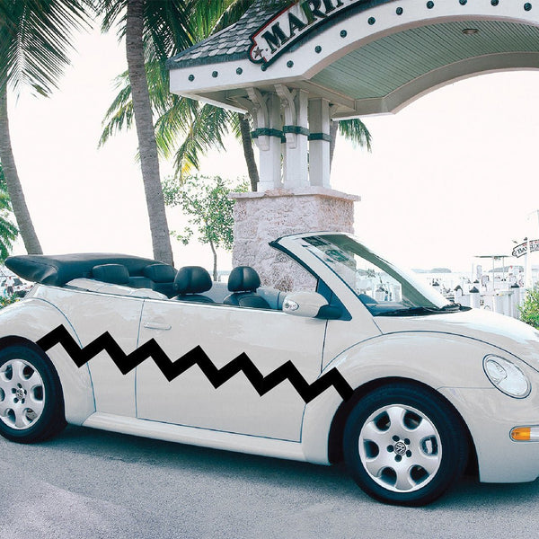 Black Zig Zag Charlie Brown Stripe - Car Floats Reusable Car Decals