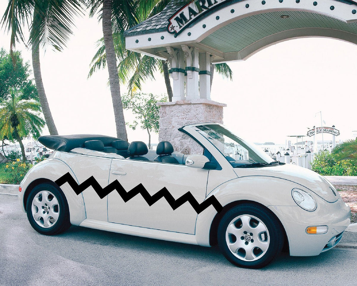 Black Zig Zag Charlie Brown Stripe - Car Floats Reusable Car Decals