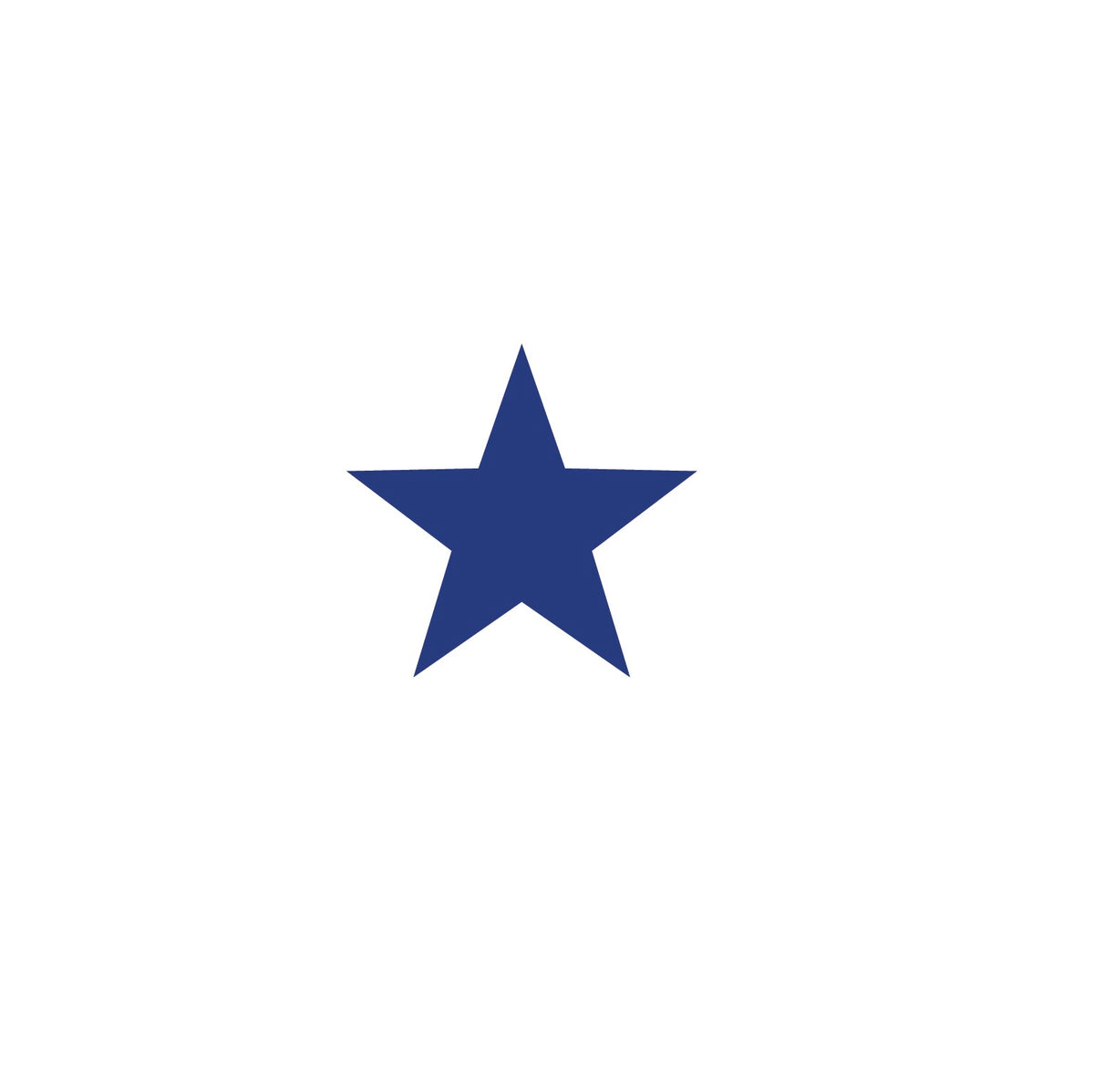 A dark blue five-pointed star, symbolizing the 50 States, centered on a plain white background can be found in the Red, White or Blue Star Decals from Cover-Alls.