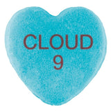A blue, heart-shaped Candy Hearts with the words 
