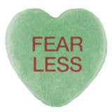 Green heart-shaped Candy Hearts with the words 