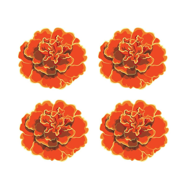 Four Day of the Dead Marigolds on a white background Halloween themed decal.