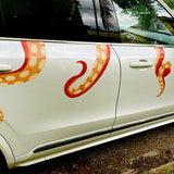 A white car with Eight Terrifying Tentacle Halloween themed Decals by CoverAlls painted on it.
