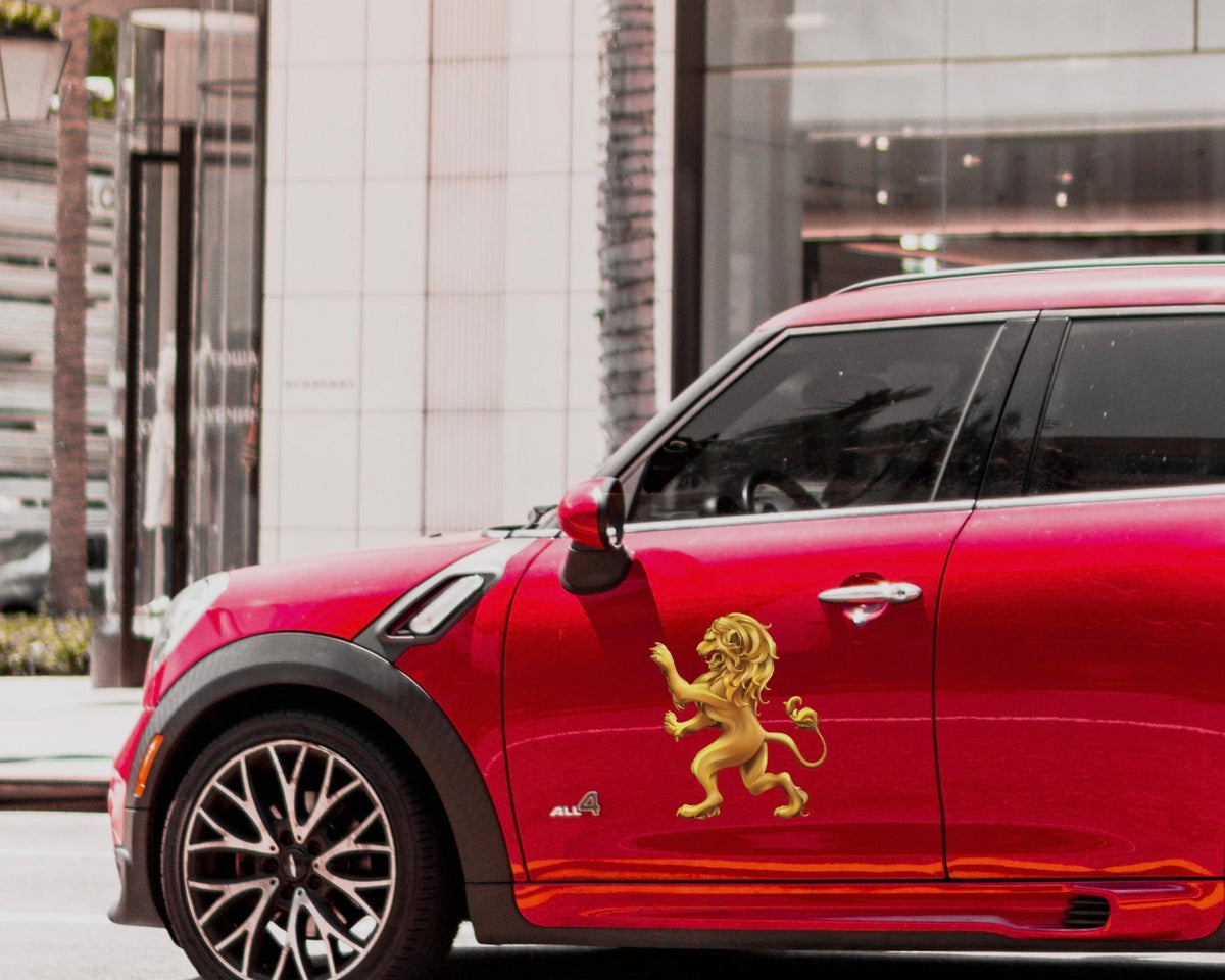 Golden Heraldic Lion Decal - Car Floats Reusable Car Decals