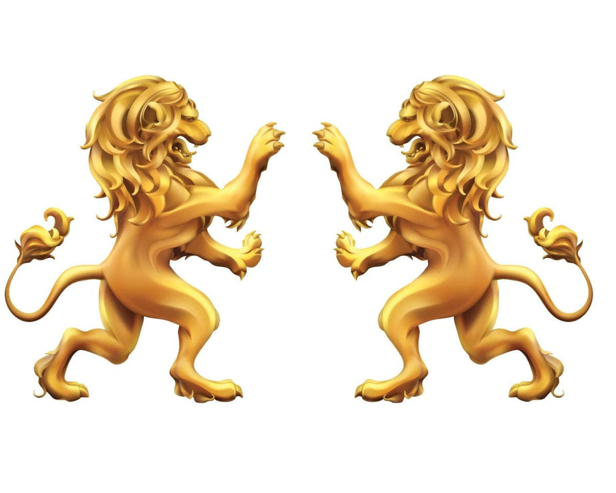 Golden Heraldic Lion Decal - Car Floats Reusable Car Decals
