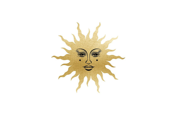 Golden Sun and Moon with Faces - Car Floats Reusable Car Decals