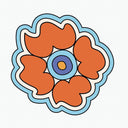  Groovy Flower — orange/blue