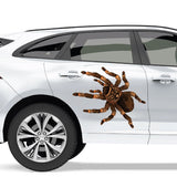 A white SUV with a Halloween themed decal.