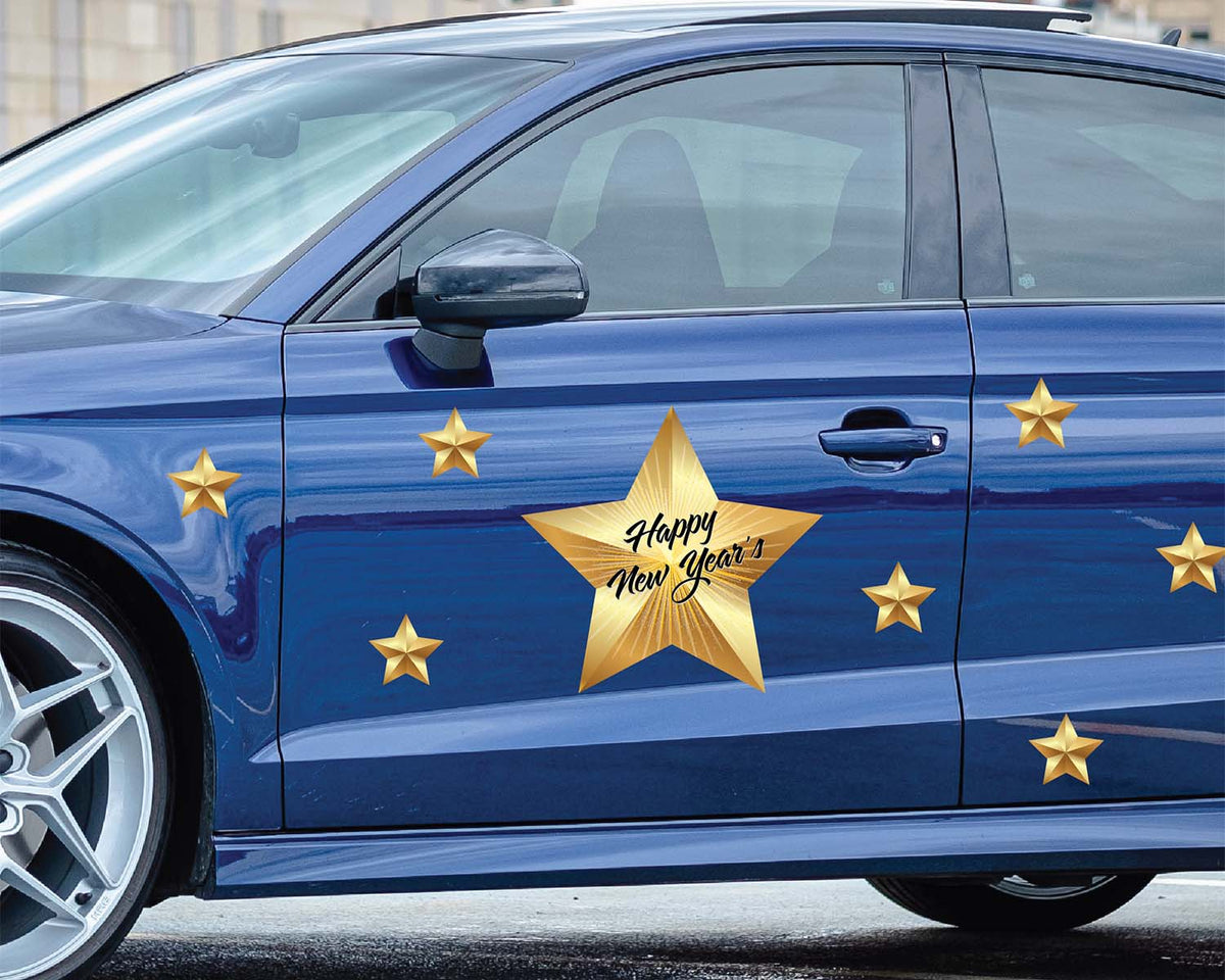 Happy New Year's Gold Star - Car Floats Reusable Car Decals