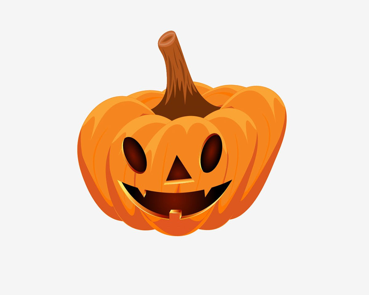 Halloween themed Jack O' Lantern pumpkin decals on a white background.