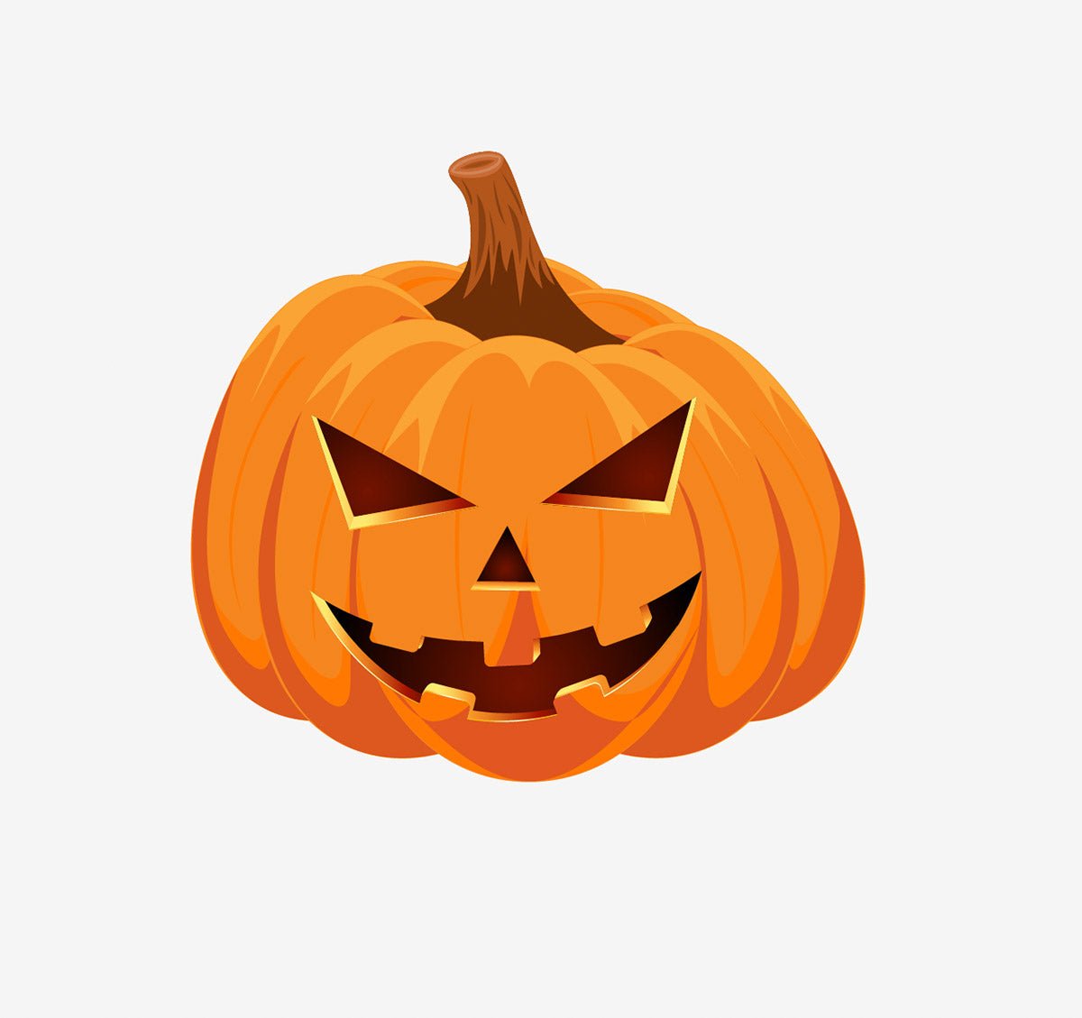 Carved Jack O' Lantern Pumpkin Decals with a menacing face, featuring triangular eyes and a jagged smile, set against a plain background as one of the classic Halloween decorations. Made by Cover-Alls.