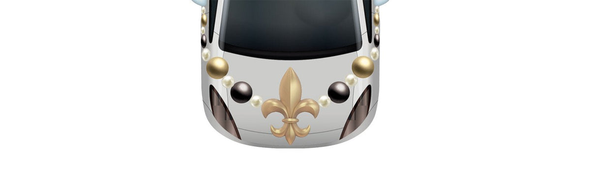 Large Gold Fleur-de-Lis Car Hood Medallion - Car Floats Reusable Car Decals