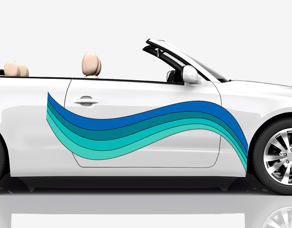 Long Blue Swash - Car Floats Reusable Car Decals