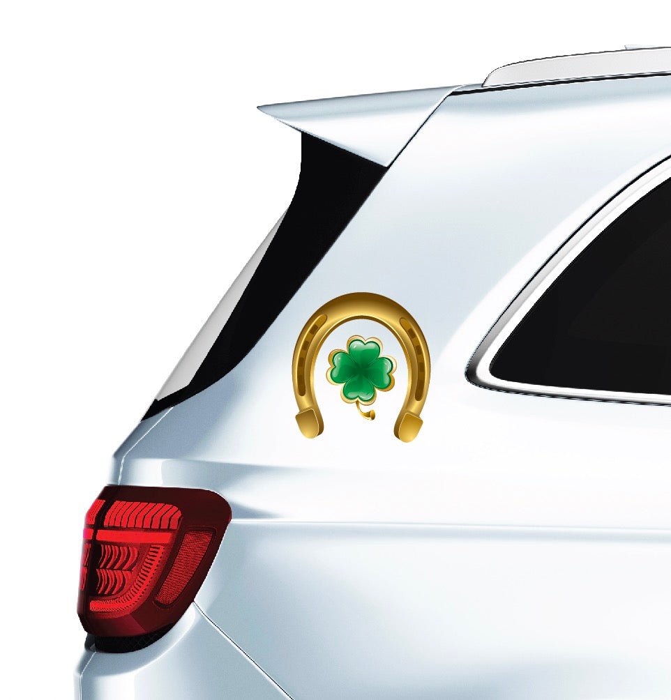 Lucky Gold Horseshoe and Clover Decal - Cover-Alls Decals