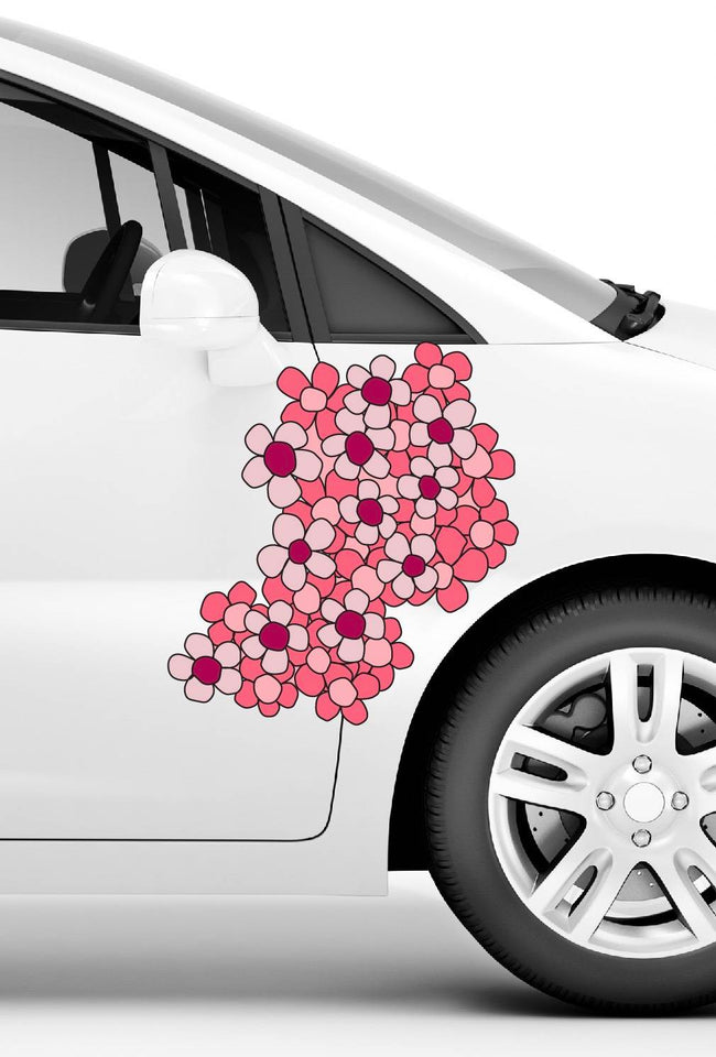 Pink Flower Spray - Car Floats Reusable Car Decals