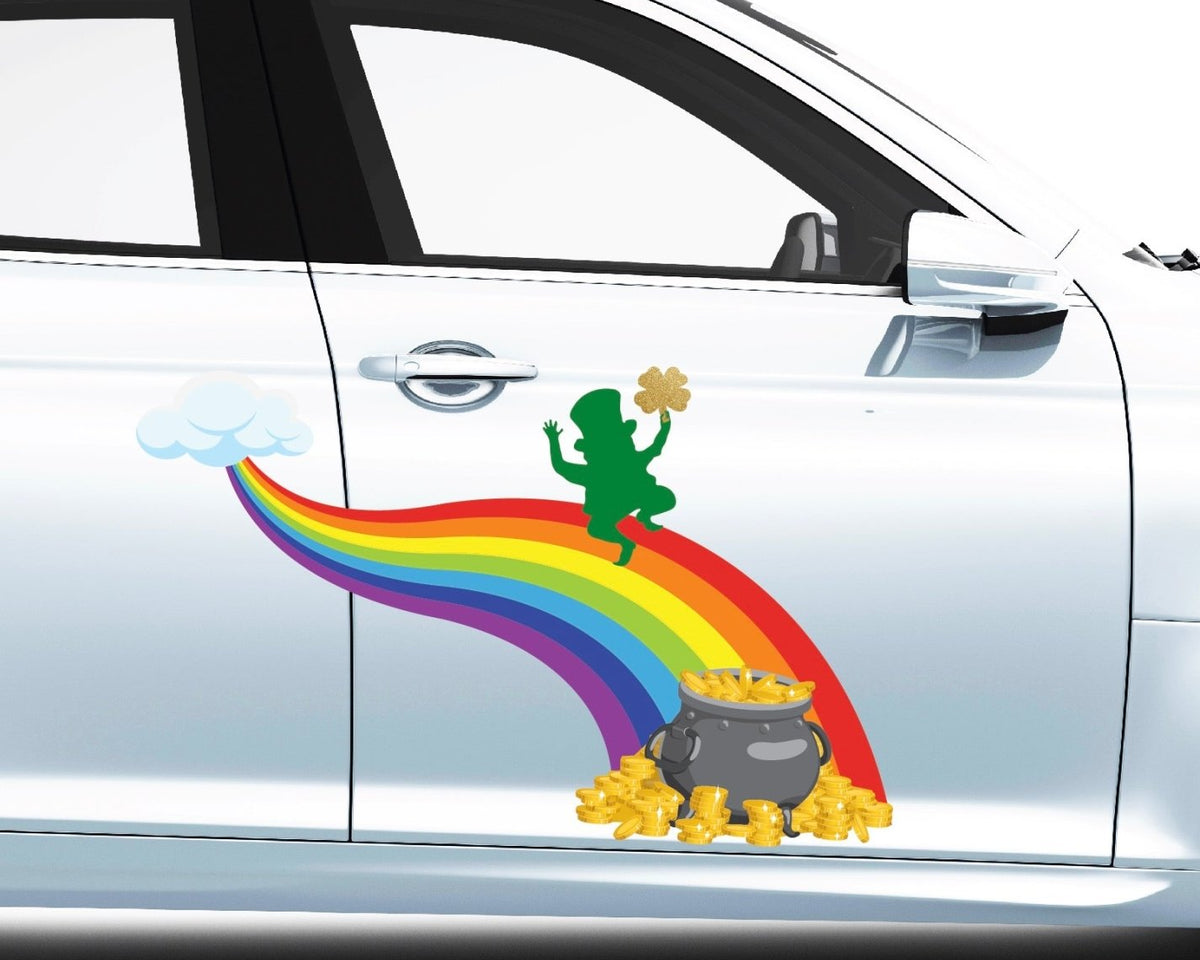 Rainbow with Pot of Gold - Car Floats Reusable Car Decals