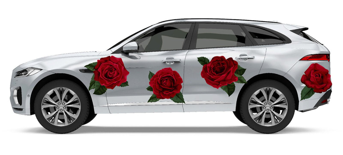 Red Rose Decals - Car Floats Reusable Car Decals