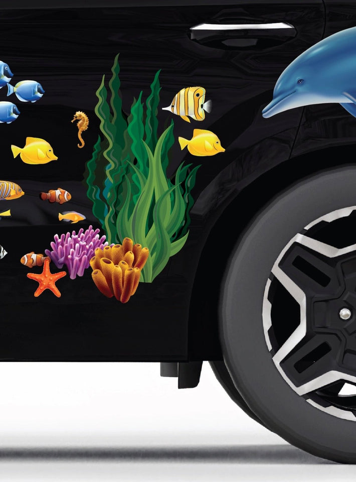 Seaweed and Coral - Car Floats Reusable Car Decals