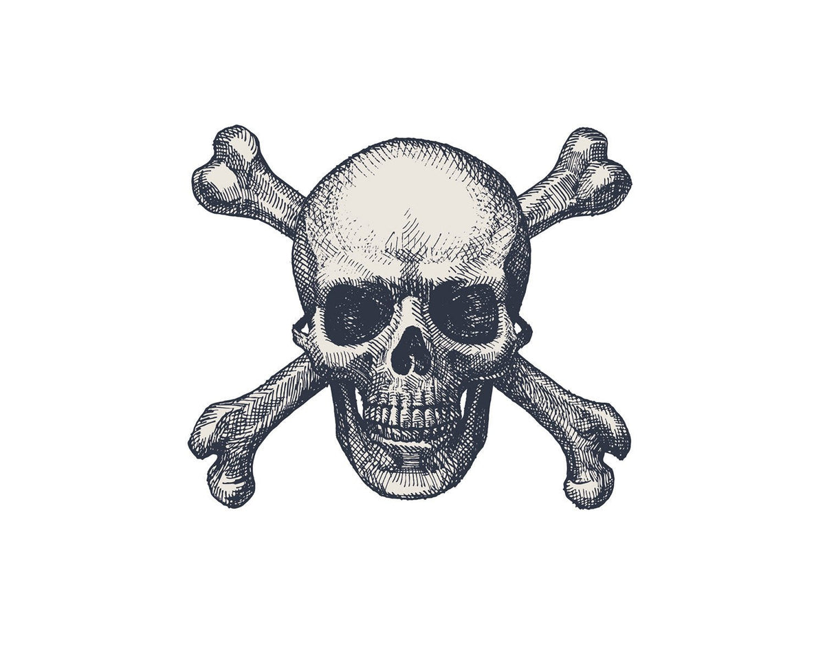 A Halloween themed Skull & Crossbone Decal from CoverAlls on a white background.