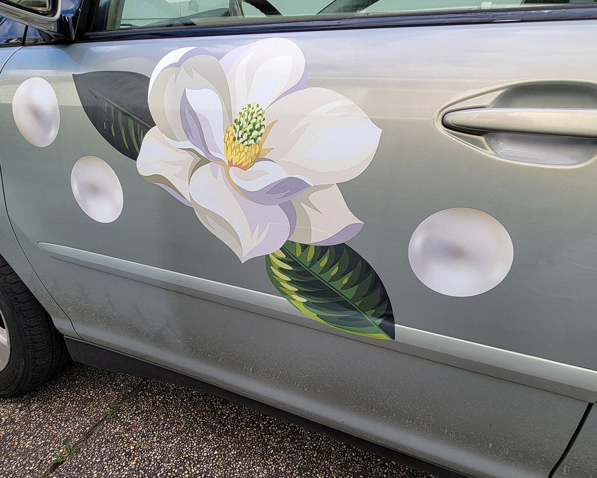 Southern Magnolia Blossoms - Car Floats Reusable Car Decals