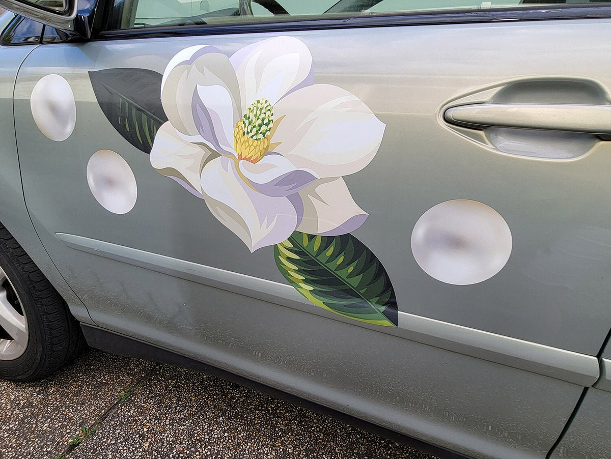 Southern Magnolia Blossoms - Car Floats Reusable Car Decals