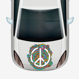 Swirly White Peace Sign Decal - Car Floats Reusable Car Decals