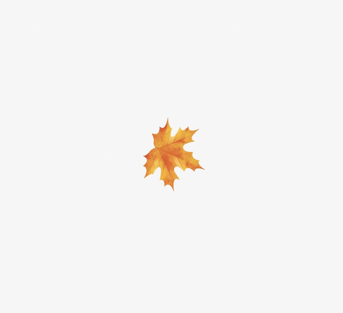 A single orange-yellow maple leaf with pointed edges, perfect for Thanksgiving decorations, on a plain white background featuring Cover-Alls Thanksgiving Cornucopia Decals.