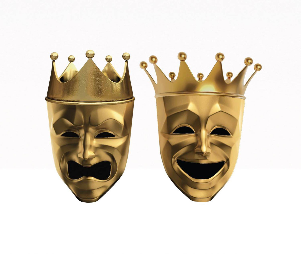 Tragedy & Comedy Gold Theater Masks - Car Floats Reusable Car Decals