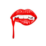 A Halloween themed red Vampire Lip Decal with dripping blood on a white background.