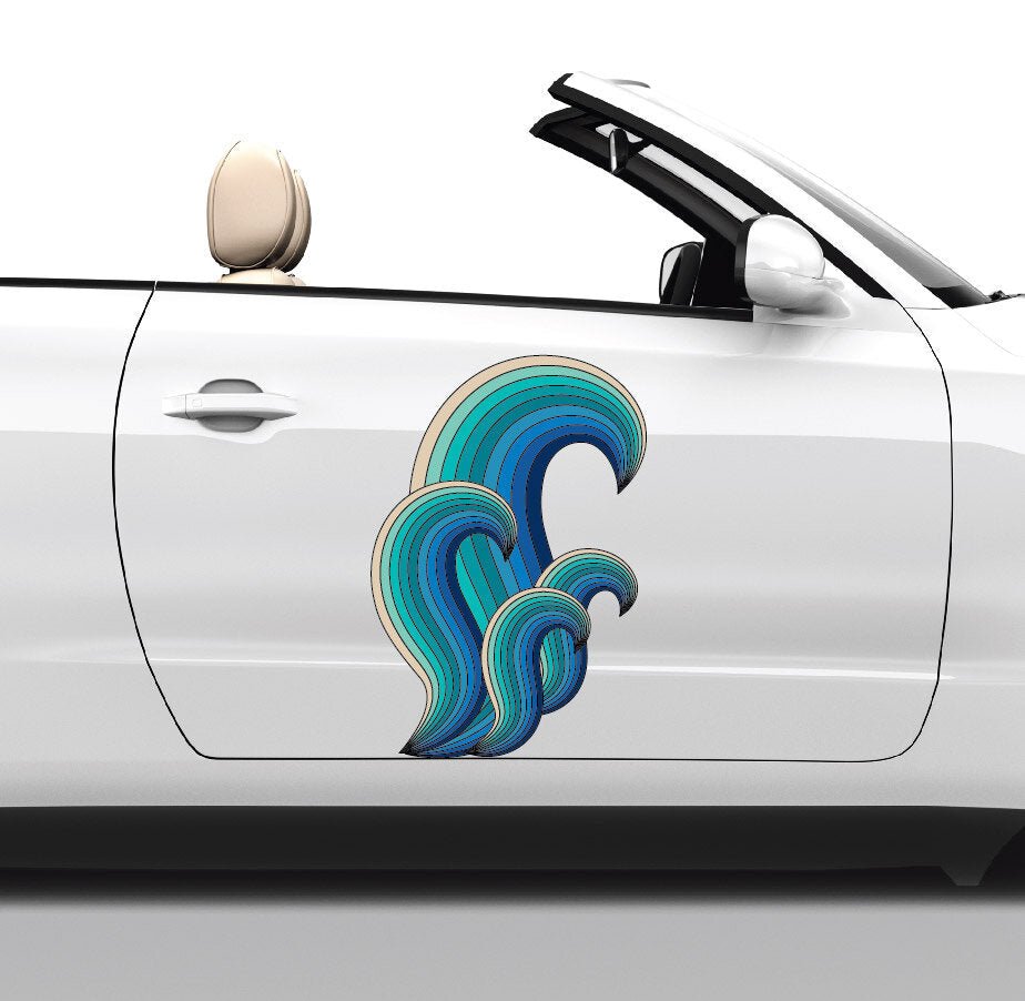 Waves - Car Floats Reusable Car Decals