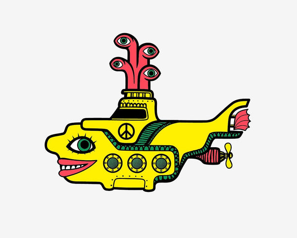 Yellow Submarine - Car Floats Reusable Car Decals