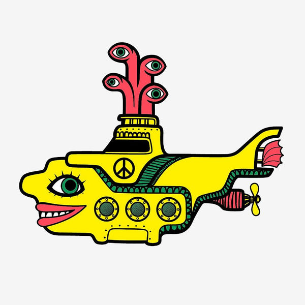 Yellow Submarine - Car Floats Reusable Car Decals